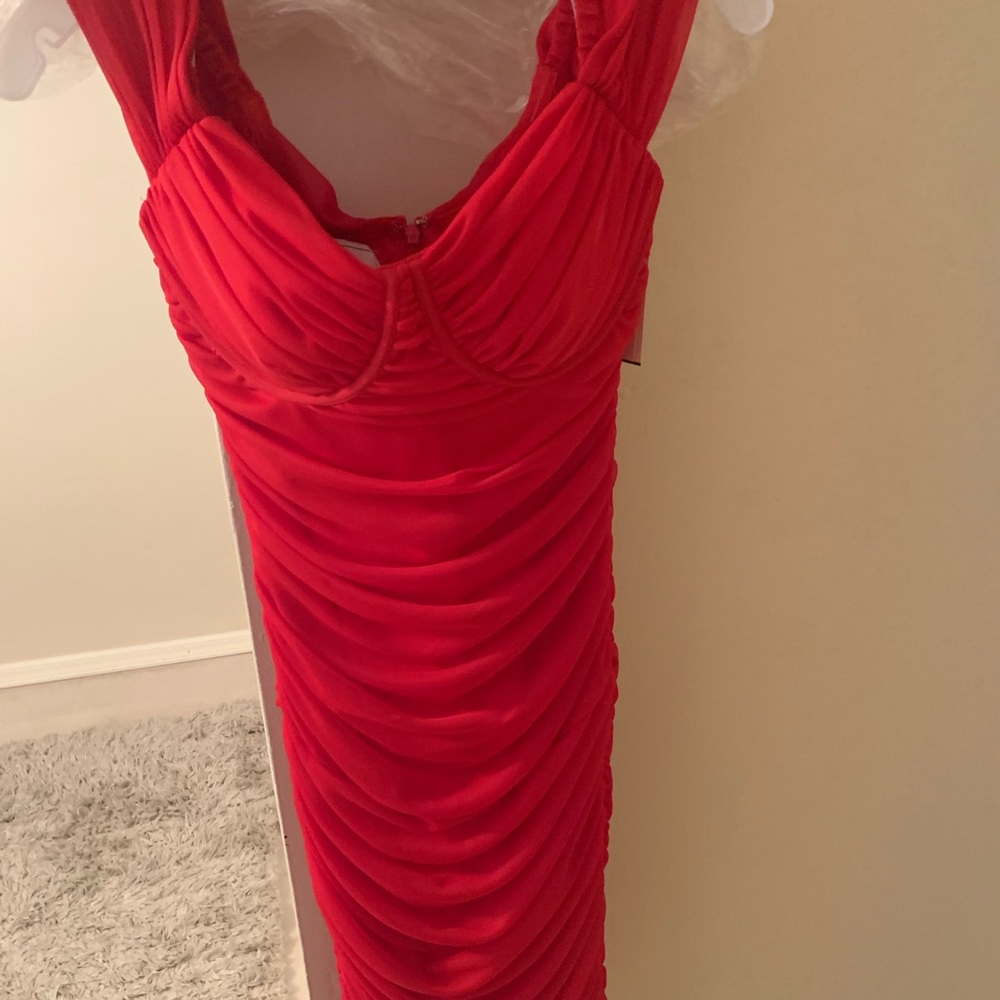 David’s Bridal red ruched dress - brand new never worn